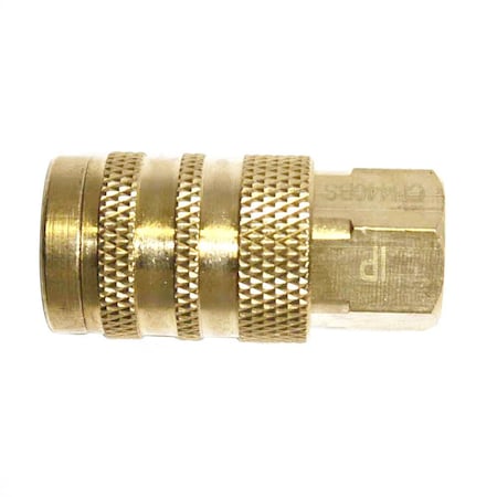 Interstate Pneumatics 1/4 Inch Industrial Brass Coupler x 1/4 Inch Female NPT 6 Ball + Low Profile CH440BS